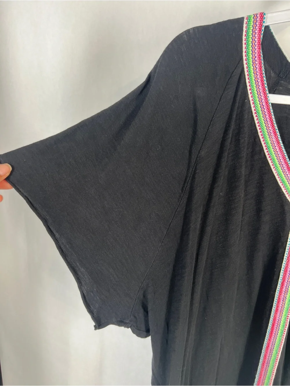 Pitusa Pima Mini Abaya Black Inca Trim Dress Swim Cover Up Standard